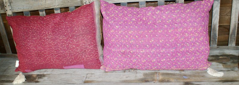 Funda de cojín Vintage Kantha 40x60 cm rosa