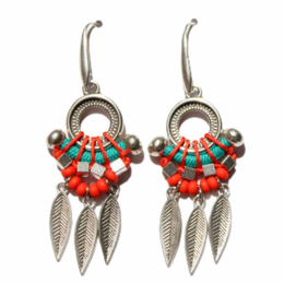 Teal/coral red