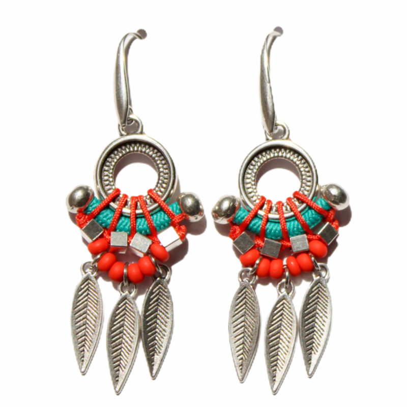 Teal/coral red