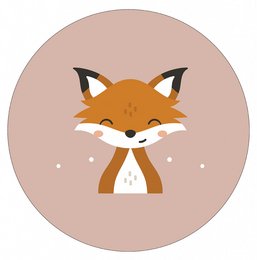 Decorative wall circle with a cute fox design in shades of pink and orange. Available in multiple sizes.