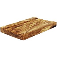 Grooved olive wood soap tray, angular 13 x 9cm