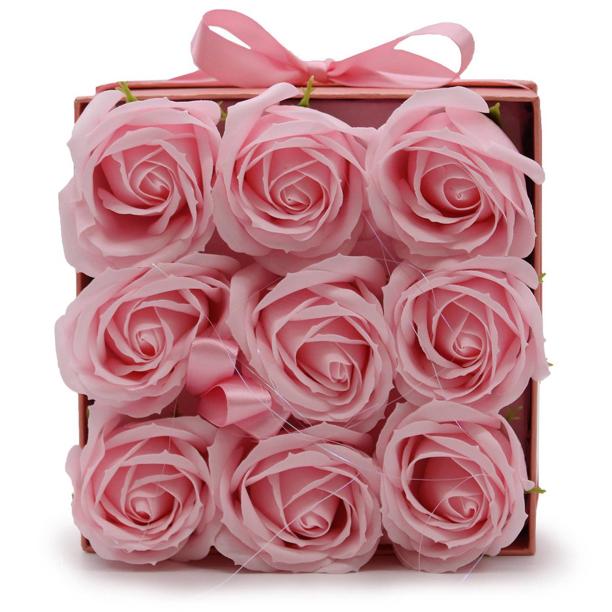 Bouquet Di Fiori Di Sapone - 9 Rose Rosa - Quadrato - Italia - 8