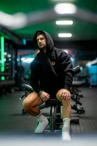 Herren Hoodie Hoody Kapuzenpullover Sweatjacke hoher Kragen Bauchtasche