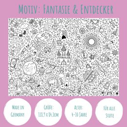 Ausmal-Tischdecke aus Papier - Motiv "Fantasie und Entdecker"