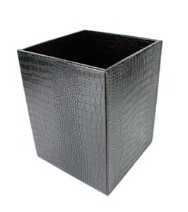 Afvalmand vierkant krokodil zwart