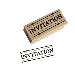 Wooden invitation stamp with "INVITATION" text, suitable for office supplies.