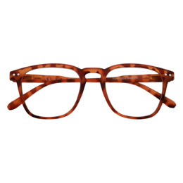 Tortoise-patterned eyeglasses with a classic rectangular frame shape. Available in various prescription strengths from +0.5 to +3.0.