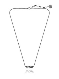 Chain pendant WOW black rhodium plated