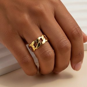CHAINELLE - Geometric ring in waterproof gold-plated steel