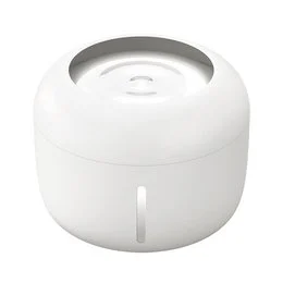 A stylish white pet fountain with a modern, minimalist design. Features a circular shape and a water dispenser for providing fresh, filtered water for pets.