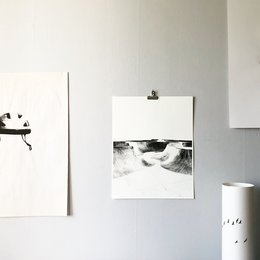 Concrete Landscape II - screen print, black and white abstract landscape wall art