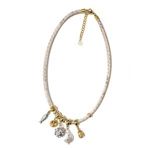 Fleckte Lederkabelkette mit Anhängern