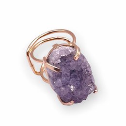 Ring Amarzão Grå Druzy Guld