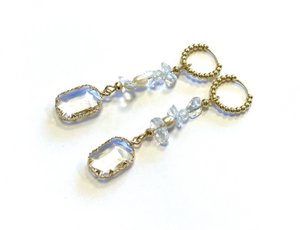 Festive earrings crystal, zirconia and freshwater pearl