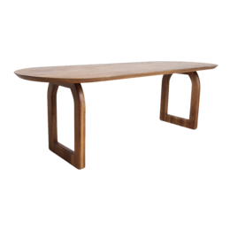 Bullnose Esstisch aus Mangoholz – braun – offene Basis