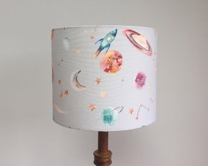 Planets Children's Fabric Lampshade in Grey