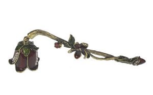 Candle snuffer Gold-coloured Burgundy red enamel