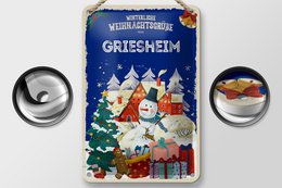 Blechschild Weihnachtsgrüße GRIESHEIM Geschenk Dekoration  12x18cm