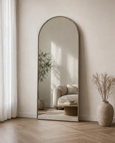 Boog mirror 80x180 cm Taupe Staal – modern wall mirror
