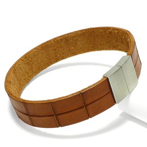 Leather Star KF56 - men's bracelet in noble cognacbraun