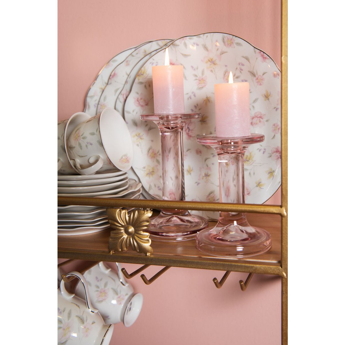 Dinerbord Ø 26 cm Wit Roze Porselein Bloemen Eetbord