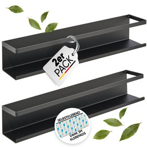 Spice -plank (2 set) gemaakt van zwart metaal met 3M ™ lijmblokken