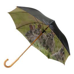  Umbrella with a family of rabbits printed on the inside, made of durable materials, suitable for rainy weather.