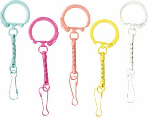 10 RAINBOW COLOURED KEYRINGS WITH HOOKS PASTEL