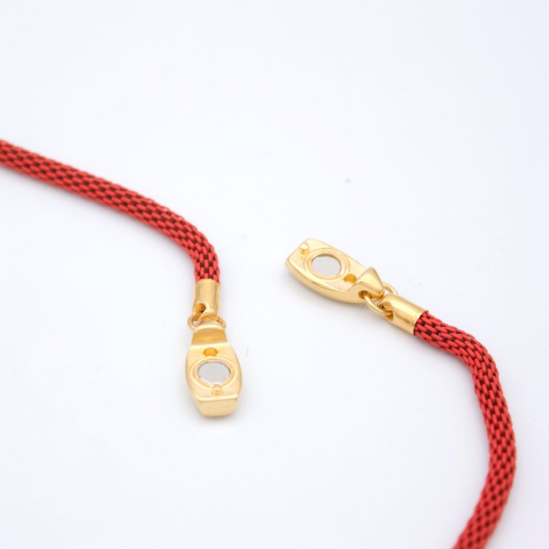SALAMINA red and gold Mexican style necklace with beads and pendants