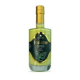  Pistachio liqueur from Italy, 500ml, 17% vol. Green bottle with gold label featuring pistachio leaves.
