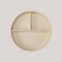 Silicone Divided Suction Plate - Oyster Beige