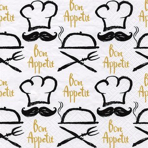 Napkins, 33x33cm, 3-ply, 20 per bag, Bon Appetit