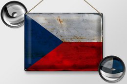 Tin Sign Flag Czech Republic 40x30cm Czech Republic Rust