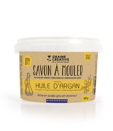 Solid soap base with argan oil, 500g pot. Suitable for DIY soap making.