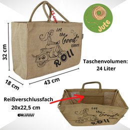 Domelo jute taske indkøbspose. Jute shopper taske. Stort vand -repellent indkøbskurv/ strandpose. Badepose XXL/ indkøbspose gaver til kvinder.