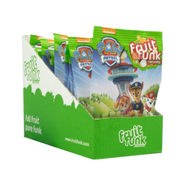 Paw Patrol-themed strawberry-flavored gummy snacks in a variety pack. Colorful packaging with Paw Patrol characters.