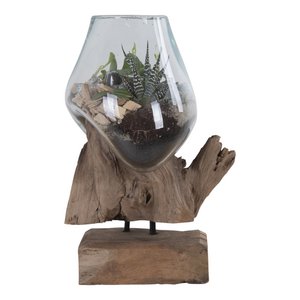 San Marino Waterdrop - Natuurlijk, Teakhout/Glas/Staal, 18x15x25 cm