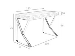 White wooden office desk and chrome steel