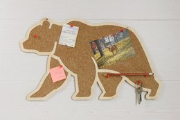 Bacheca di sughero, a forma di orso di sughero, orso decorativo da parete
