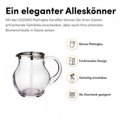 EDZARD kande Olivia, håndblæst krystalglas med platinkant, højde 17 cm, kapacitet 1,5 liter