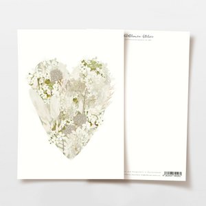 Postkarte Herz mit crémefarbenen Blumen, FSC zertifiziert