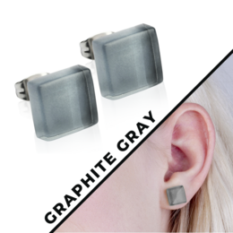 Firkantede ørestikker med glassten i mange farver • 10 mm • bæredygtige / minimalistiske / holdbare