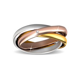 Bague 3 Realms Argenté, Doré, Or Rose et Cristal