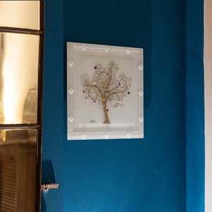 Square wall watch in Murano glass, favor gift idea, golden gold decoration