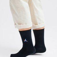 Organic Parrot Socks - Black tennis socks with embroidered parrot
