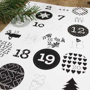 Sticker advent calendar black / white