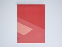 Poster No. 9 (Recycled Paper) - Geometric abstract poster in shades of red and pink, available in multiple sizes.