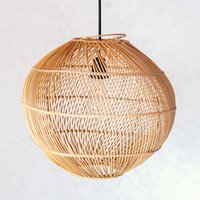 Round Rattan Lampshade – Boho Pendant Light Modern – Handmade Ceiling Lamp – Spherical Natural Hanging Lamp (Ø 40/50 cm) KENCANA