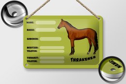 Tin sign horse 18x12cm Thracens name owner breed decoration