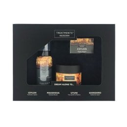 This gift set includes a Ceylon-inspired shower gel, body scrub, and body butter. The shower gel is infused with natural ingredients like coconut oil and shea butter to gently cleanse and nourish the skin. The body scrub contains exfoliating particles to smooth and soften the skin. The body butter is rich and creamy, providing long-lasting hydration.